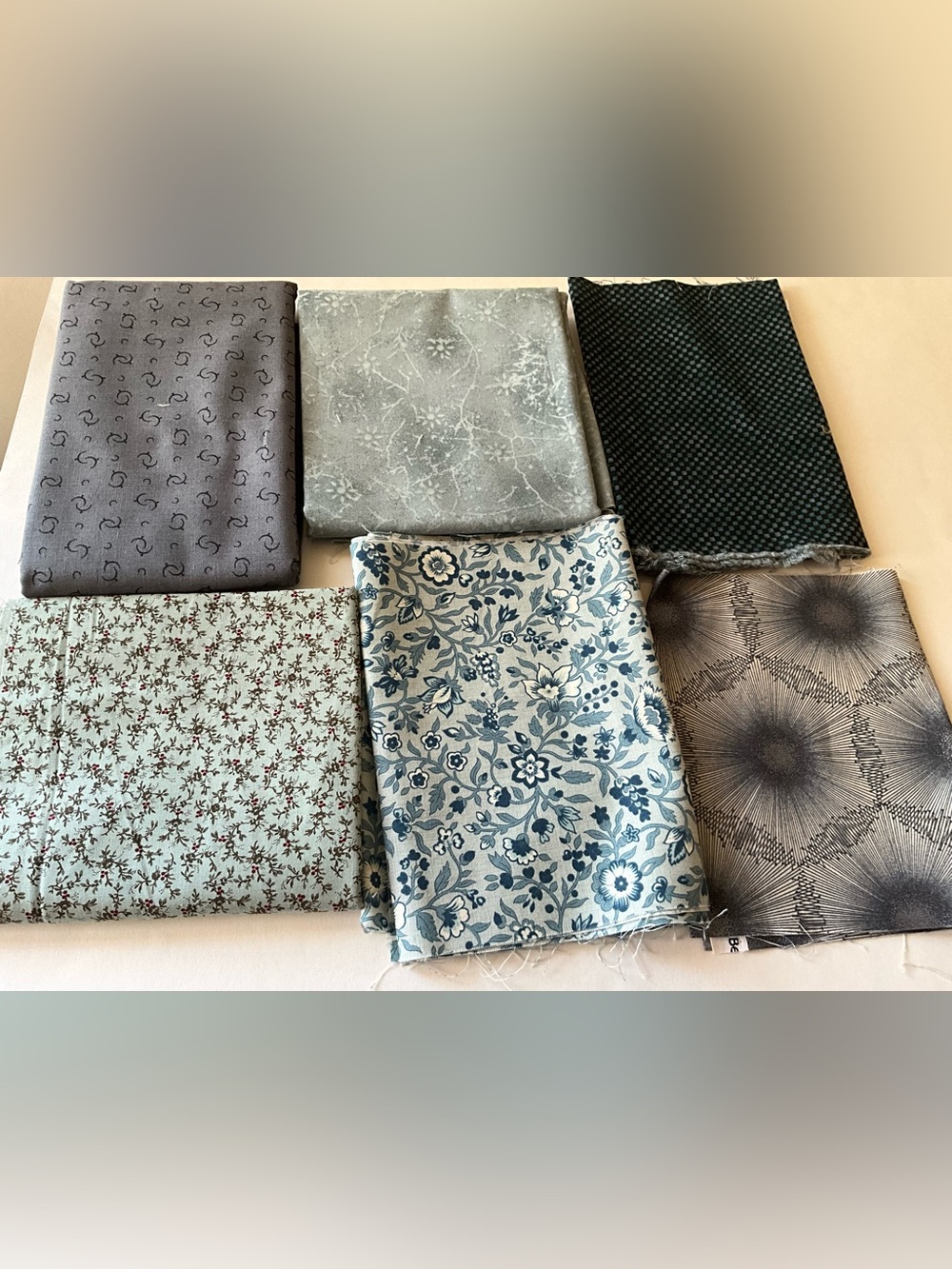 Quilting Sewing Crafts Fabric Lot Marcus Pattern#4637 Gray Blue Brown Cotton
